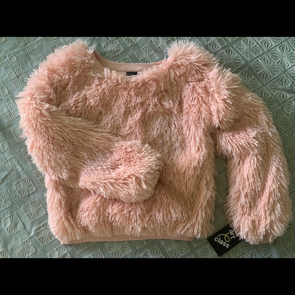 Kids Soft Fuzzy Crewneck Pullover Sweater